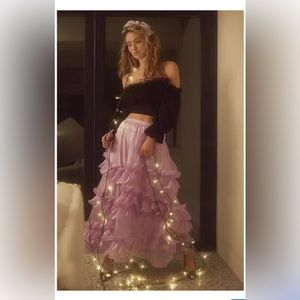 Free People Purple Ruffled maxi skirt